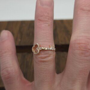 Size 6 Rose Gold Over Sterling Silver Cubic Zirconia Key Ring A1512